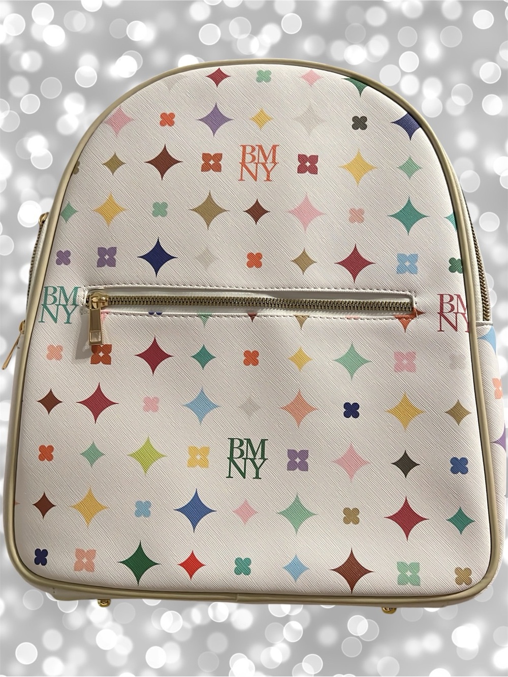 NWT Badgley Mischka NY Demi Mini Backpack - Multicolor Diamond Monogram